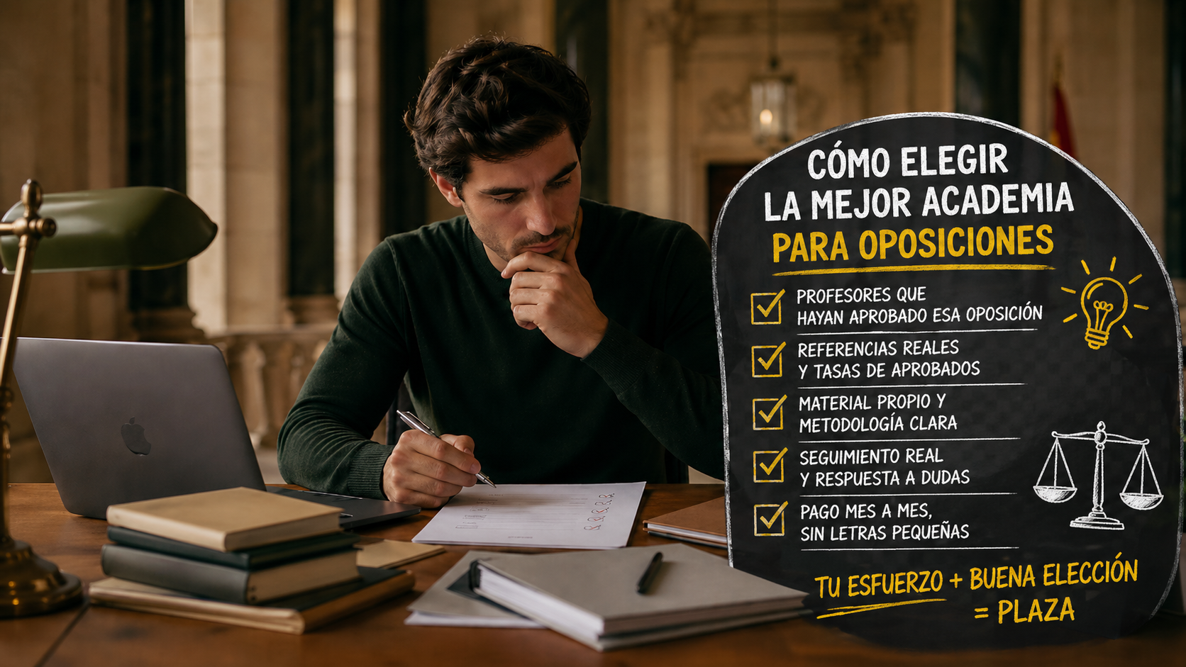 hombre eligiendo academia