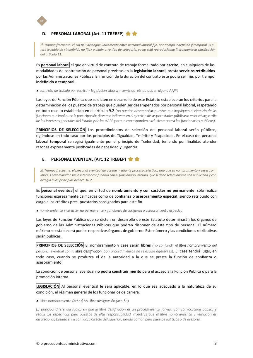 Muestra auténtica del TREBEP: Personal laboral y eventual: notas de examen